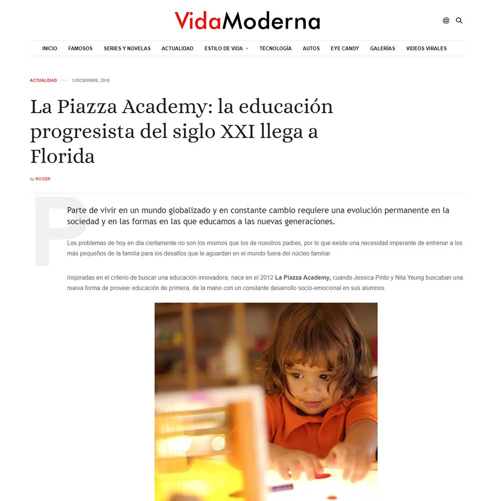 VidaModerna - La Piazza Academy la educación progresista del siglo XXI llega a Florida